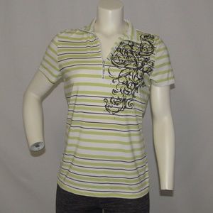 Zenergy Golf Rhinstone & Striped Polo Tee 1/4 Zip